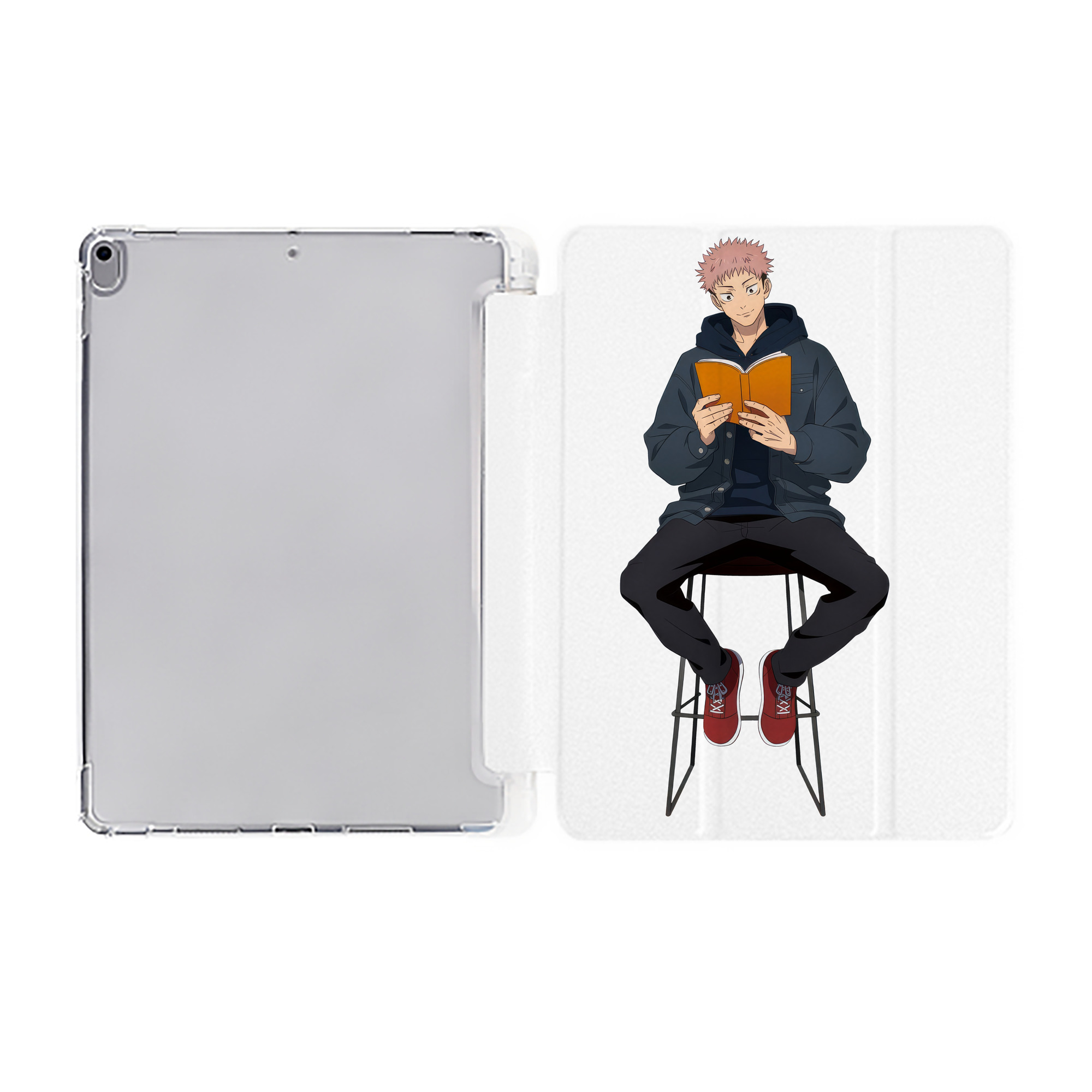 （画像用） 呪術廻戦 Jujutsu Kaisen IPad ケース ペン収納付き 三つ折りスタンド PUレザー×シリコン 対応機種9.5/10.5/10.9インチ